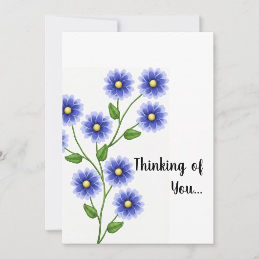 Invitation Thinking of You - Blue Flower (Devant)