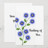 Invitation Thinking of You - Blue Flower (Devant / Derrière)