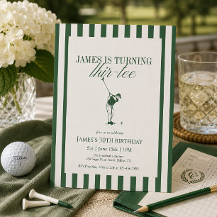Invitation Thir-Tee Golf 30e Anniversaire Rayure Verte