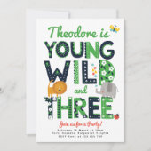 Invitation Third Birthday Invite, Young, Wild and Three Boys (Devant)