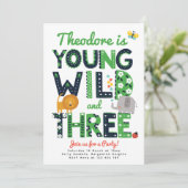 Invitation Third Birthday Invite, Young, Wild and Three Boys (Debout devant)