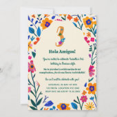 Invitation Third Birthday Mexican floral cactus - Three-esta  (Dos)