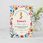 Invitation Third Birthday Mexican floral cactus - Three-esta  (Debout devant)