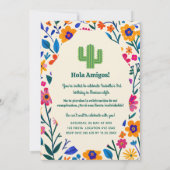 Invitation Third Birthday Mexican floral cactus - Three-esta  (Dos)