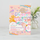 Invitation Thirteen Is A Vibe Sun Rainbow Disco 13th Birthday (Debout devant)