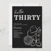 Invitation Thirty Black and White Western 30th Birthday Party (Devant)