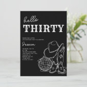 Invitation Thirty Black and White Western 30th Birthday Party (Debout devant)