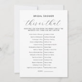 Invitation This Or That Bridal Shower Couples Wedding Games (Devant)