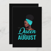 Invitation This Queen Was Born In août Birthday for Black (Devant / Derrière)