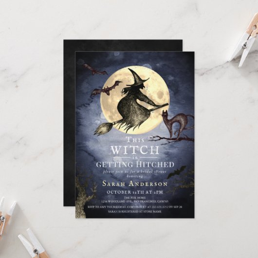 Invitation This Witch is getting Hitched Bridal Shower (Devant/Arrière en situation)
