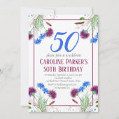 Invitation Thistle Scottish 50th Birthday Purple Floral (Devant)