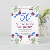 Invitation Thistle Scottish 50th Birthday Purple Floral (Debout devant)