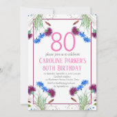 Invitation Thistle Scottish 80e anniversaire violet floral (Devant)