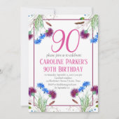 Invitation Thistle Scottish 90e anniversaire violet floral (Devant)
