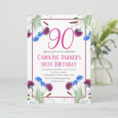Invitation Thistle Scottish 90e anniversaire violet floral (Debout devant)