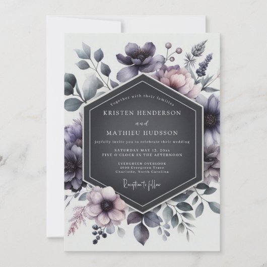 Invitation Thistle Shadowy Flora Wedding (Devant)