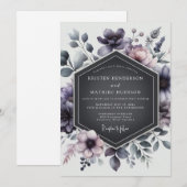 Invitation Thistle Shadowy Flora Wedding (Devant / Derrière)