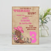 Invitation Three Haw Pink, Western 3rd Birthday (Debout devant)