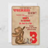Invitation Three Haw, Western 3rd Birthday (Devant)