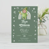 Invitation Three Is A Charm Shamrock Any Age Birthday Photo (Debout devant)