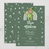 Invitation Three Is A Charm Shamrock Any Age Birthday Photo (Devant / Derrière)