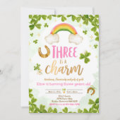 Invitation Three Is A Charm St Patrick's 3rd Birthday Party (Devant)