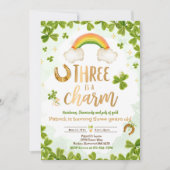 Invitation Three Is A Charm St Patrick's 3rd Birthday Party (Devant)