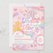 Invitation Three Is A Vibe Cloud Rainbow Sun 3rd Birthday (Devant)