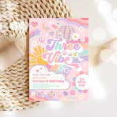 Invitation Three Is A Vibe Sun Rainbow Disco 3rd Birthday