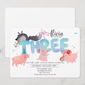 Invitation Three Little Pigs | Big Bad Wolf Storybook (Devant / Derrière)