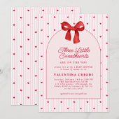 Invitation Three Little Sweethearts Valentine Baby Shower  (Devant / Derrière)