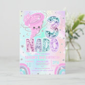 Invitation Three Nado Rainbow Glitter 3rd Birthday Party  (Debout devant)