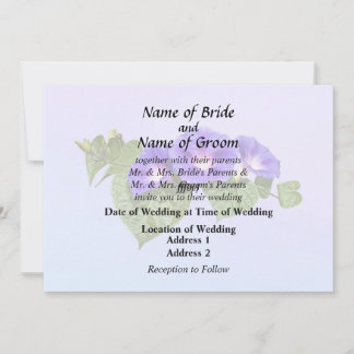 Invitation Three Purple Morning Glories