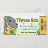 Invitation Three Rex Boy 3rd Birthday Ticket (Devant)