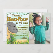 Invitation Three Rex Boy 4th Birthday with Photo (Devant)