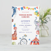 Invitation Three Ring Circus 5th Birthday Carnival Animal (Debout devant)