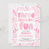 Invitation Three Times The Fun Confetti Balloon 3rd Birthday (Devant)