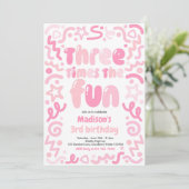 Invitation Three Times The Fun Confetti Balloon 3rd Birthday (Debout devant)