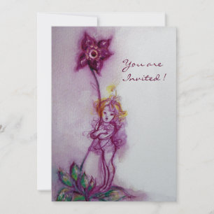 Invitation THUMBELINA 2, rose violet argenté métallique