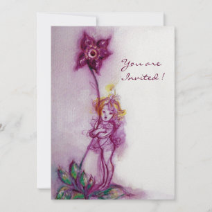 Invitation THUMBELINA 2, rose violet blanc glace métallique
