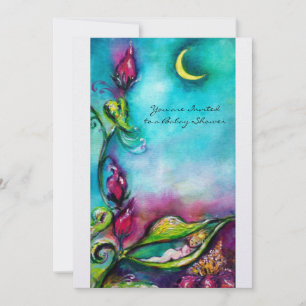 Invitation THUMBELINA, bleu rose rouge blanc glace métallique