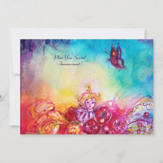 INVITATION THUMBELINA, PANIER À FLEURS ET BOUTEILLE (Devant)