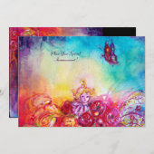 INVITATION THUMBELINA, PANIER À FLEURS ET BOUTEILLE (Devant / Derrière)