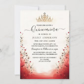 Invitation Tiara Black Lace Red Quinceanera (Devant)