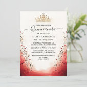 Invitation Tiara Black Lace Red Quinceanera (Debout devant)