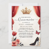 Invitation Tiara Black Lace Rouge Quinceanera (Devant)