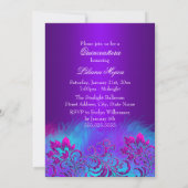 Invitation Tiara bleu violet et Parties scintillant Quinceane (Dos)