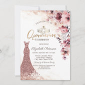 Invitation Tiara Blush Roses Roses Roses Diamonds Robe Quince (Devant)