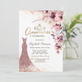 Invitation Tiara Blush Roses Roses Roses Diamonds Robe Quince (Debout devant)