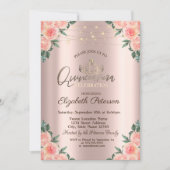 Invitation Tiara, Chaîne Rose Quinceañera (Devant)